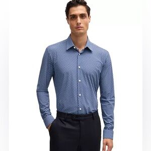 Hugo Boss Blue Dress Shirt Elegant Classic